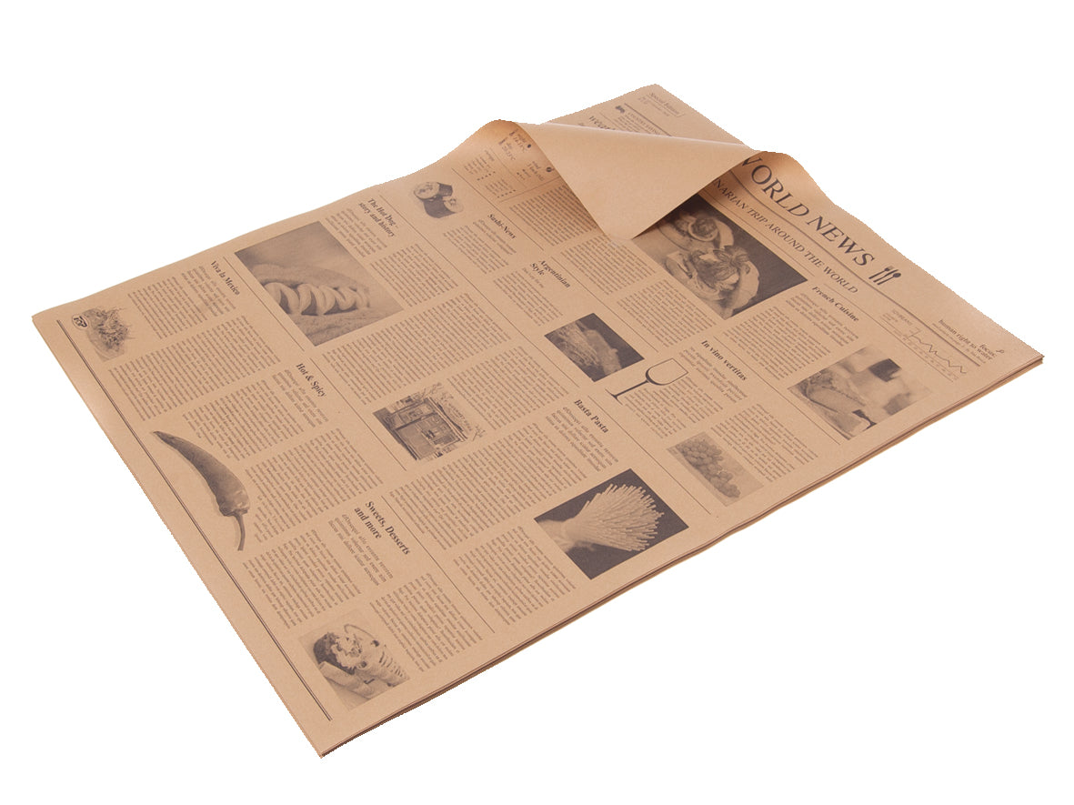 Einschlagpapier Pergamentersatz Newspaper braun 1/4 38x50cm - 1000 Stück