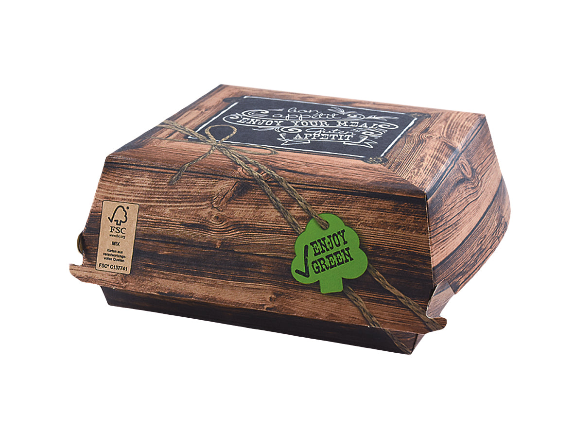Hamburger Burger Box Pappe Enjoy Green 145x145x76mm - 600 Stück