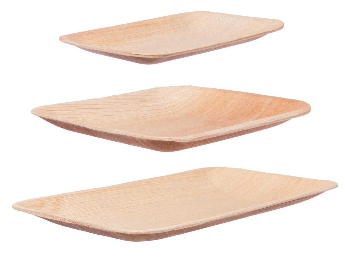 Bio Palmblatt Geschirr Teller eckig 16x23,5x2cm - 100 Stück