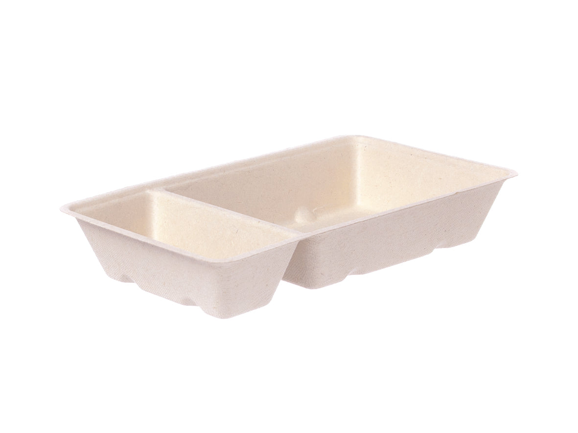 Snackschale Bagasse A20 (A14+1) 2-geteilt 205x118x34mm - 600 Stück