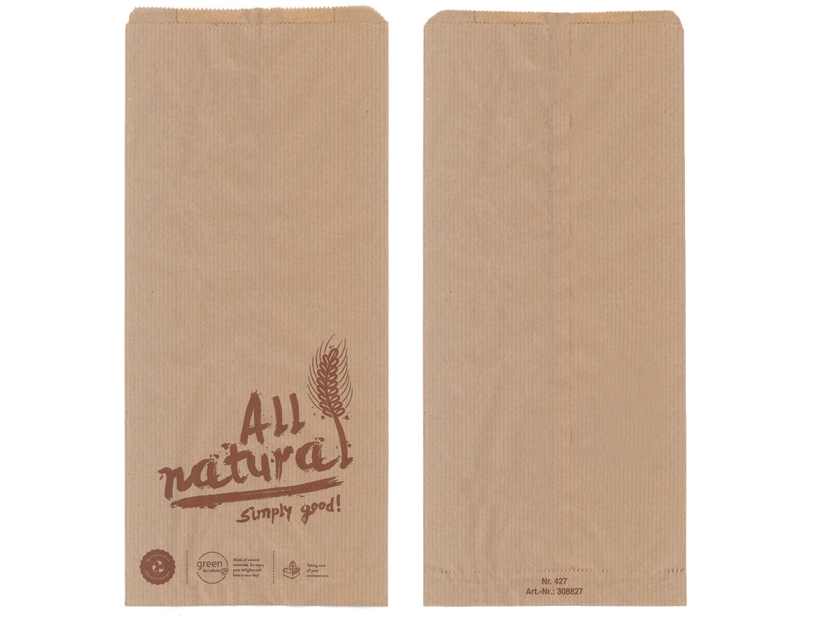 Bäckerbeutel Faltenbeutel braun ALL NATURAL 13+7x28cm - 1000 Stück