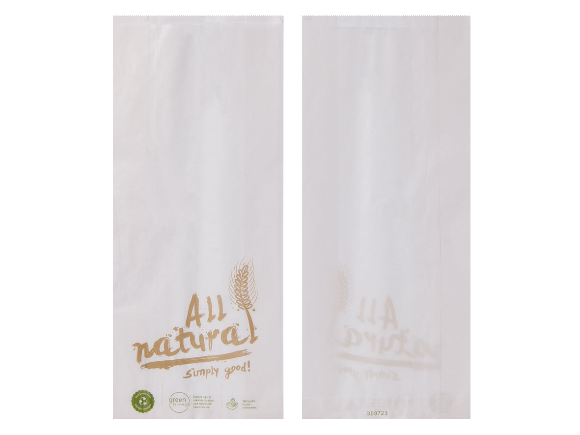 Bäckerbeutel Faltenbeutel weiss ALL NATURAL 18+6x39cm - 1000 Stück