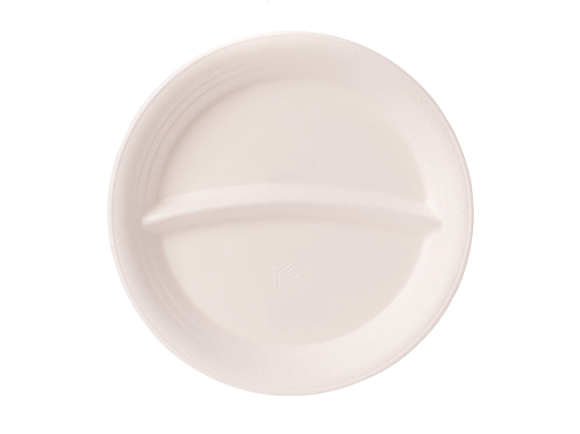 Einweg Teller Bagasse 2-geteilt 22,5cm - 600 Stück