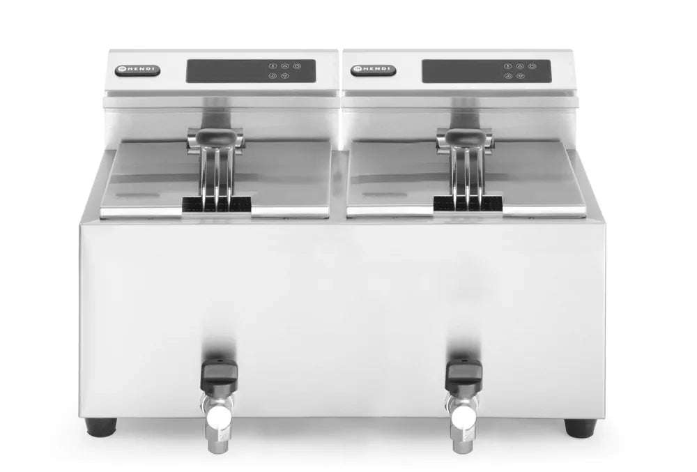 Friteuse Profi Line digital- mit Ablasshahn 2 x 8 l, HENDI, Profi Line, 16L, 230V/7000W, 605x515x(H)350mm