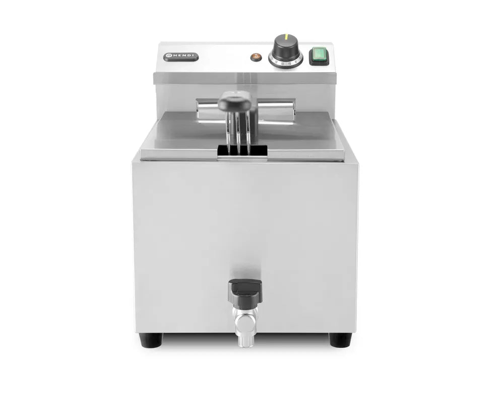 Fritteuse XL mit Ablasshahn, HENDI, Profi Line, 10L, 400V/6600W, 300x585x(H)377mm