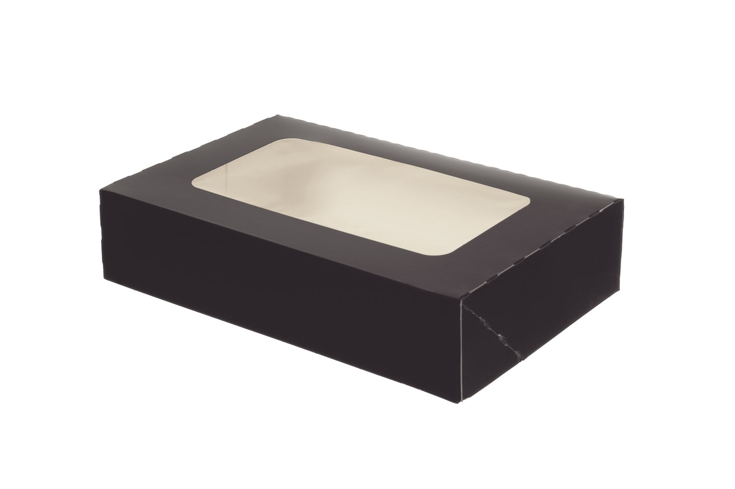 Sushibox Pappe mit Sichtfenster Schwarz 220x140x50mm - 225 Stück