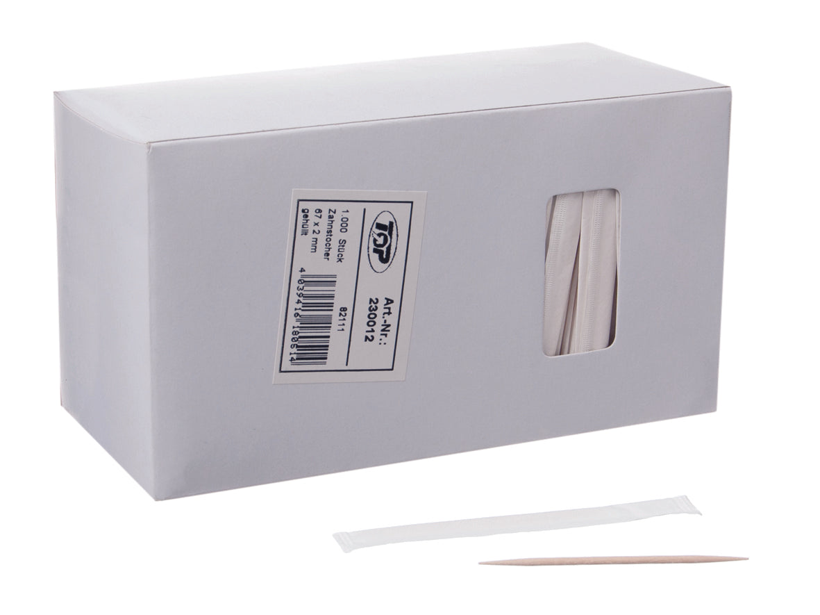 Zahnstocher Holz gehüllt 67x2mm - 1000 Stück