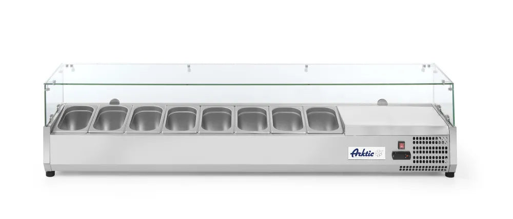 Aufsatz-Kühlvitrine Gastronorm 1/4, Arktic, 7x GN 1/4, 230V/180W, 1505x335x(H)460mm