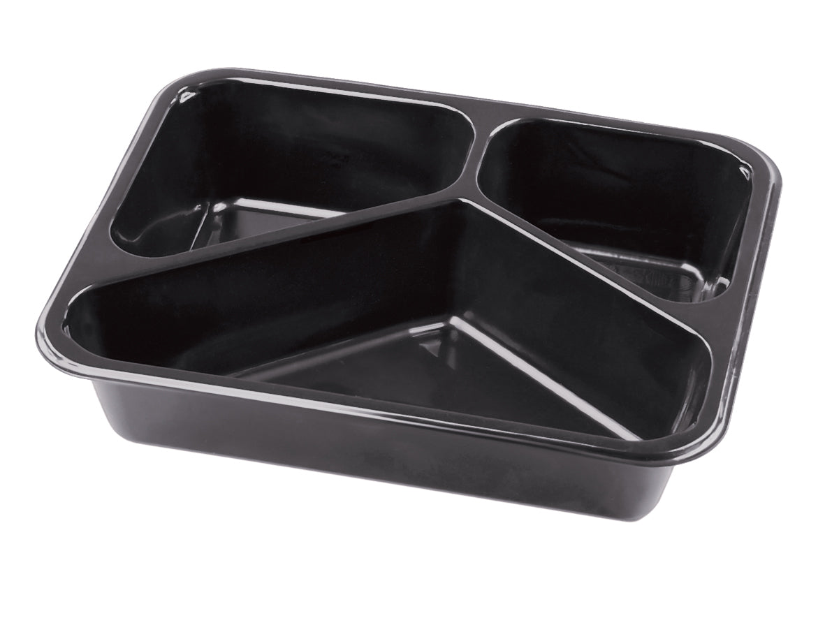 Siegelschale 904 3-geteilt schwarz 227x178x30mm - 500 Stück