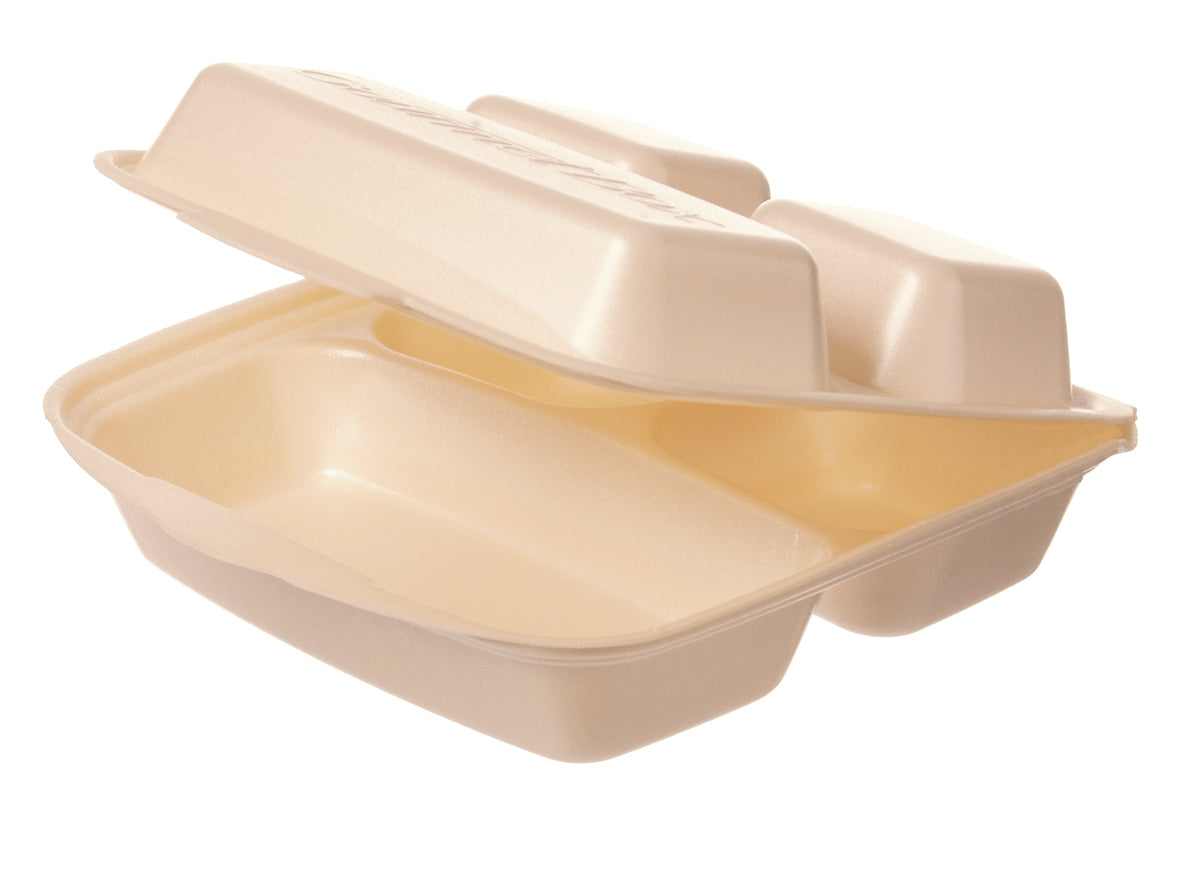 Gourmetbox XPS 1853 3-geteilt beige 230x225x75mm - 50 Stück