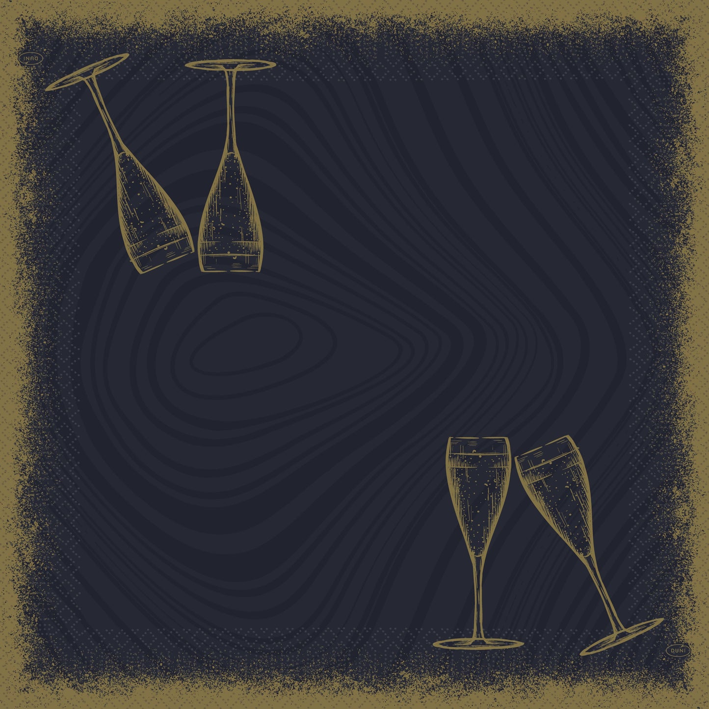 Servietten 33x33cm 3-lagig 1/4 Falz Sparkly Cheers Black - 500 Stück