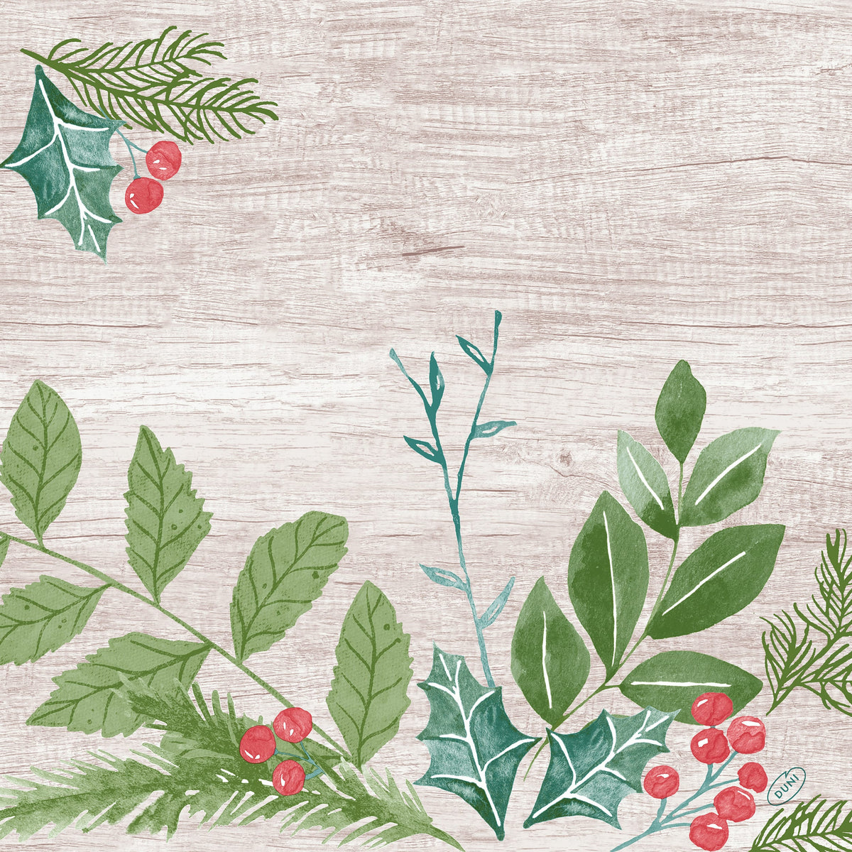 Servietten 40x40cm 4-lagig 1/4 Falz Winter Greenery - 50 Stück