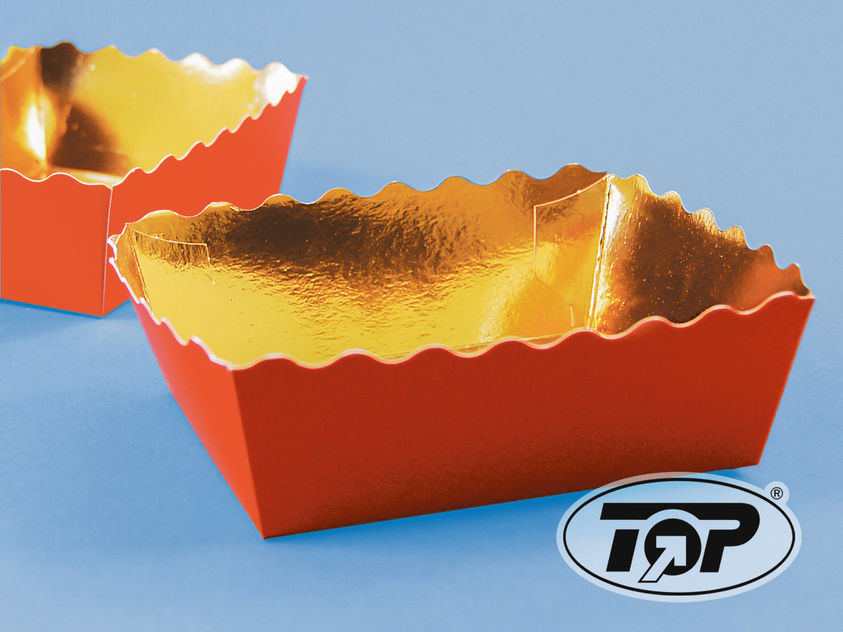 Gebäckschale Pappe Rot Gold 116x91x46mm - 500 Stück