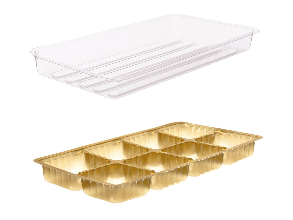 Gebäckschalen Gebäckeinsätze PET ungeteilt 163x85x30mm - 100 Stück