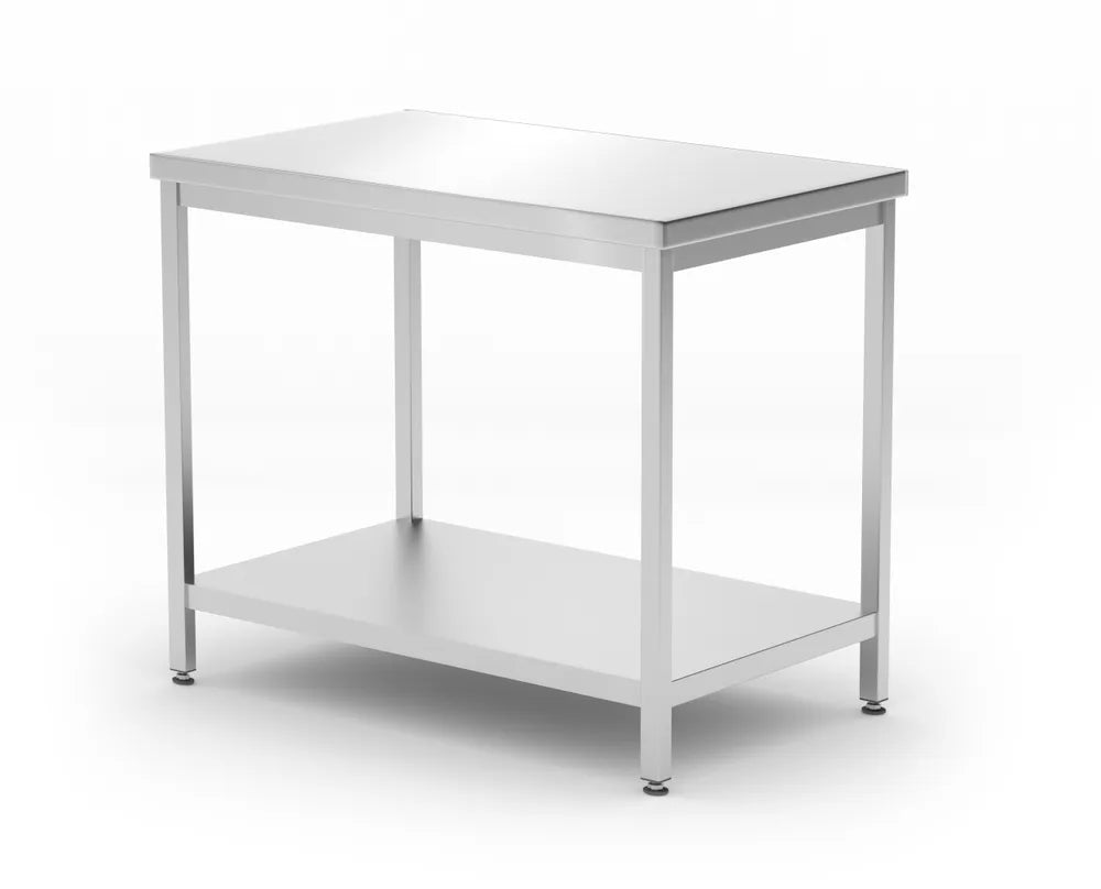 Mitteltisch mit Ablage – verschraubt, Tiefe 600 mm, HENDI, Profi Line, 1400x600x(H)850mm
