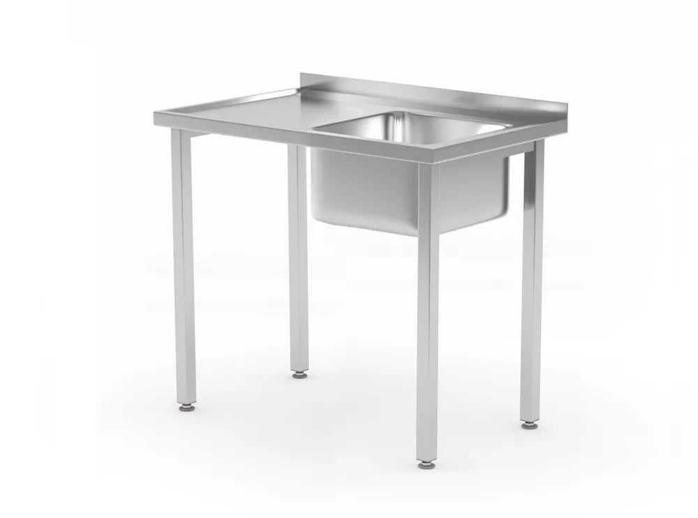 Spültisch, verschraubt, HENDI, Kitchen Line, Spülbecken auf der rechten Seite, 800x600x(H)850mm