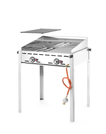 Grillsystem Green Fire mit 2 Brennern, HENDI, Profi Line, 2 Edelstahl Grillroste GN 1/1, 11,6kW, 740x612x(H)825mm