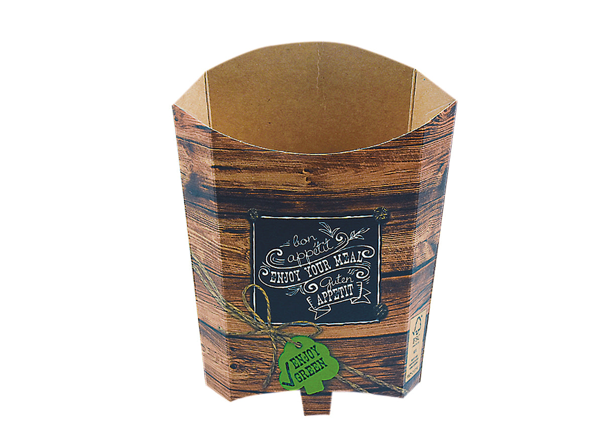Pommes Schütte Pappe Enjoy Green 196ml 108x59x145mm - 1000 Stück