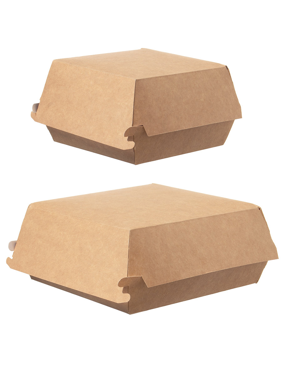 Hamburger Burger Box Pappe NATURE 145x145x80mm - 400 Stück