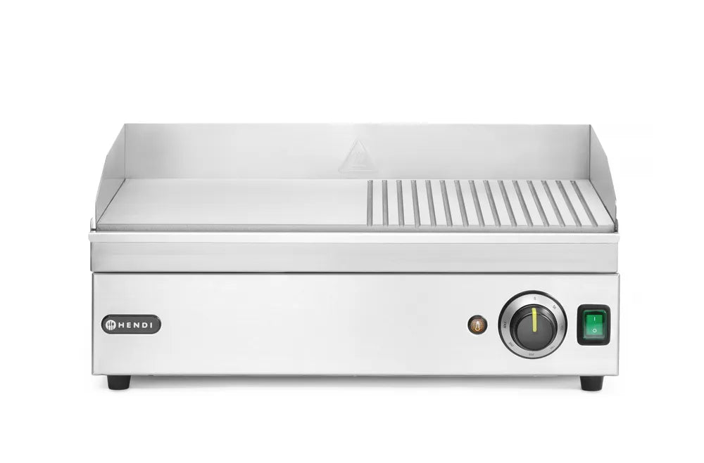 Grillplatte halb gerillt, HENDI, Kitchen Line, 220-240V/2400W, 527x404x(H)233mm