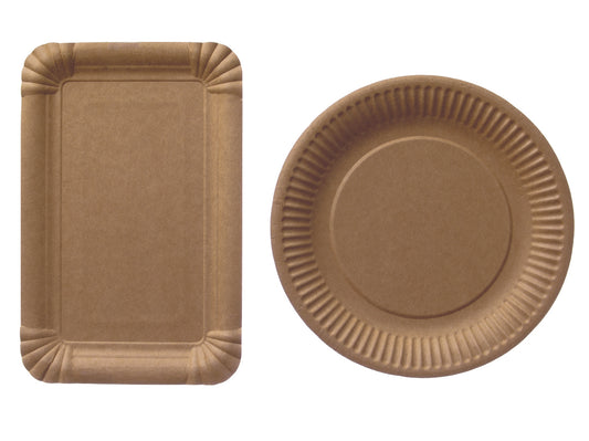 Pappteller eckig braun Frischfaser 13x20cm - 1500 Stück