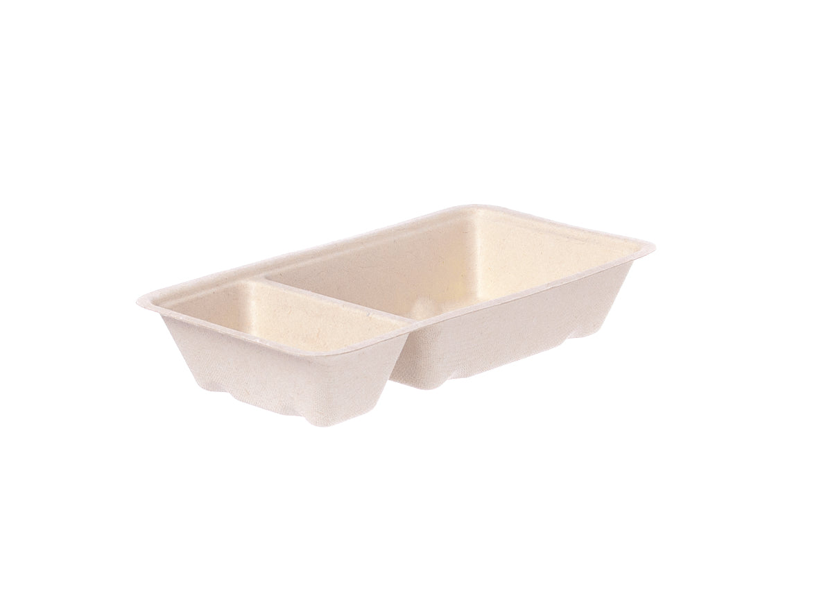 Snackschale Bagasse A23 (A7+1) 2-geteilt 170x95x30mm - 800 Stück