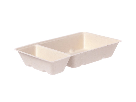 Snackschale Bagasse A20 (A14+1) 2-geteilt 205x118x34mm - 600 Stück