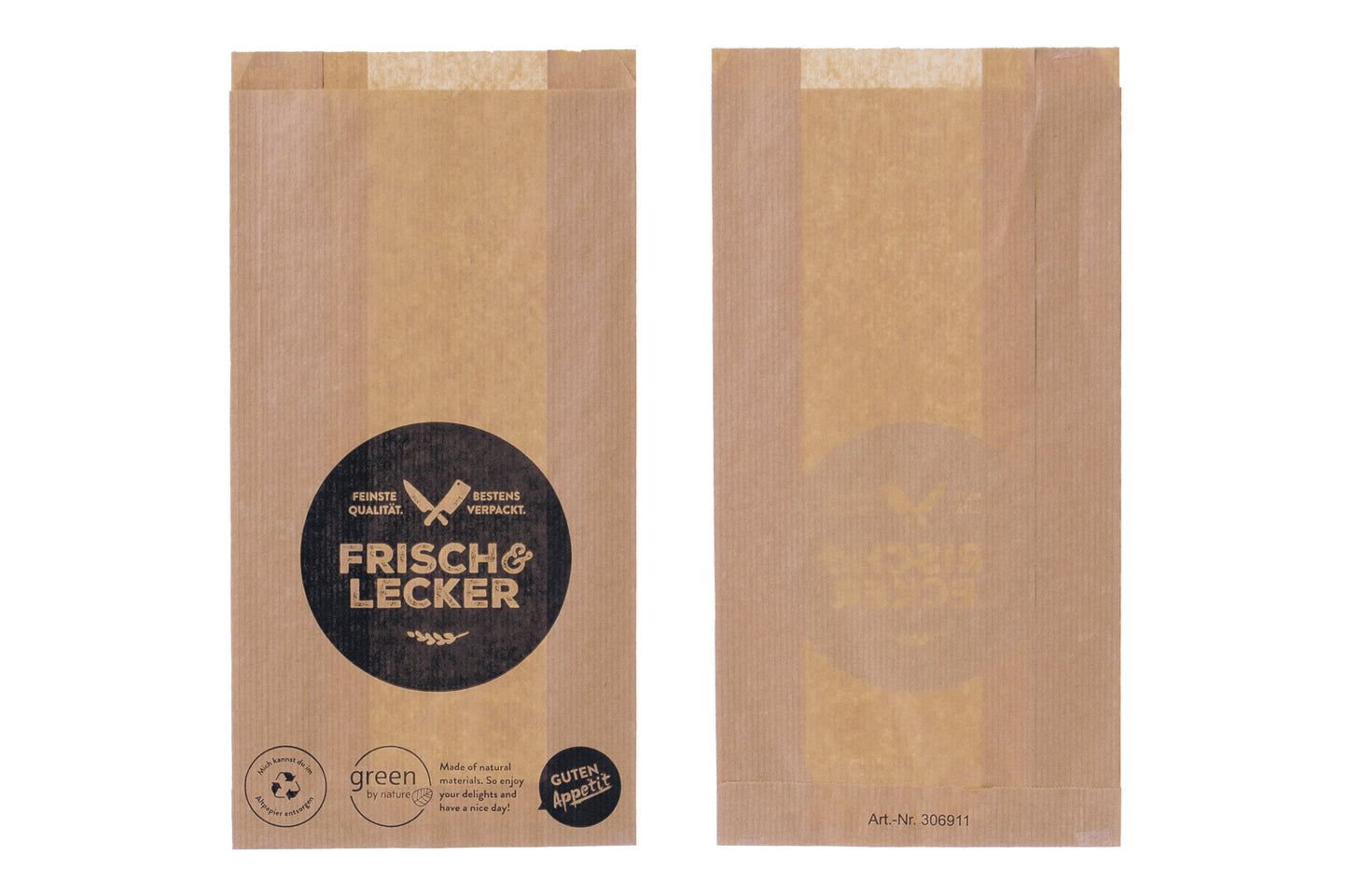 Fleischerbeutel Faltenbeutel braun 12+5x23cm - 1000 Stück