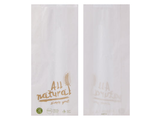 Bäckerbeutel Faltenbeutel weiss ALL NATURAL 13+7x28cm - 1000 Stück