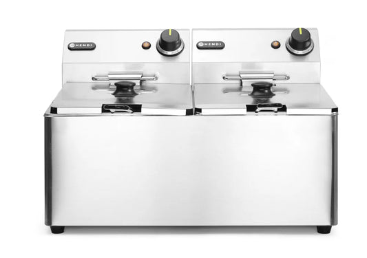 Fritteuse Kitchen Line - 2x8L, HENDI, Kitchen Line, 16L, 230V/7000W, 542x430x(H)351mm