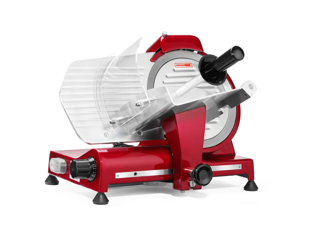 Aufschnittmaschine Profi Line 250 rote Sonderedition, HENDI, Profi Line, 220-240V/320W, 514x484x(H)373mm