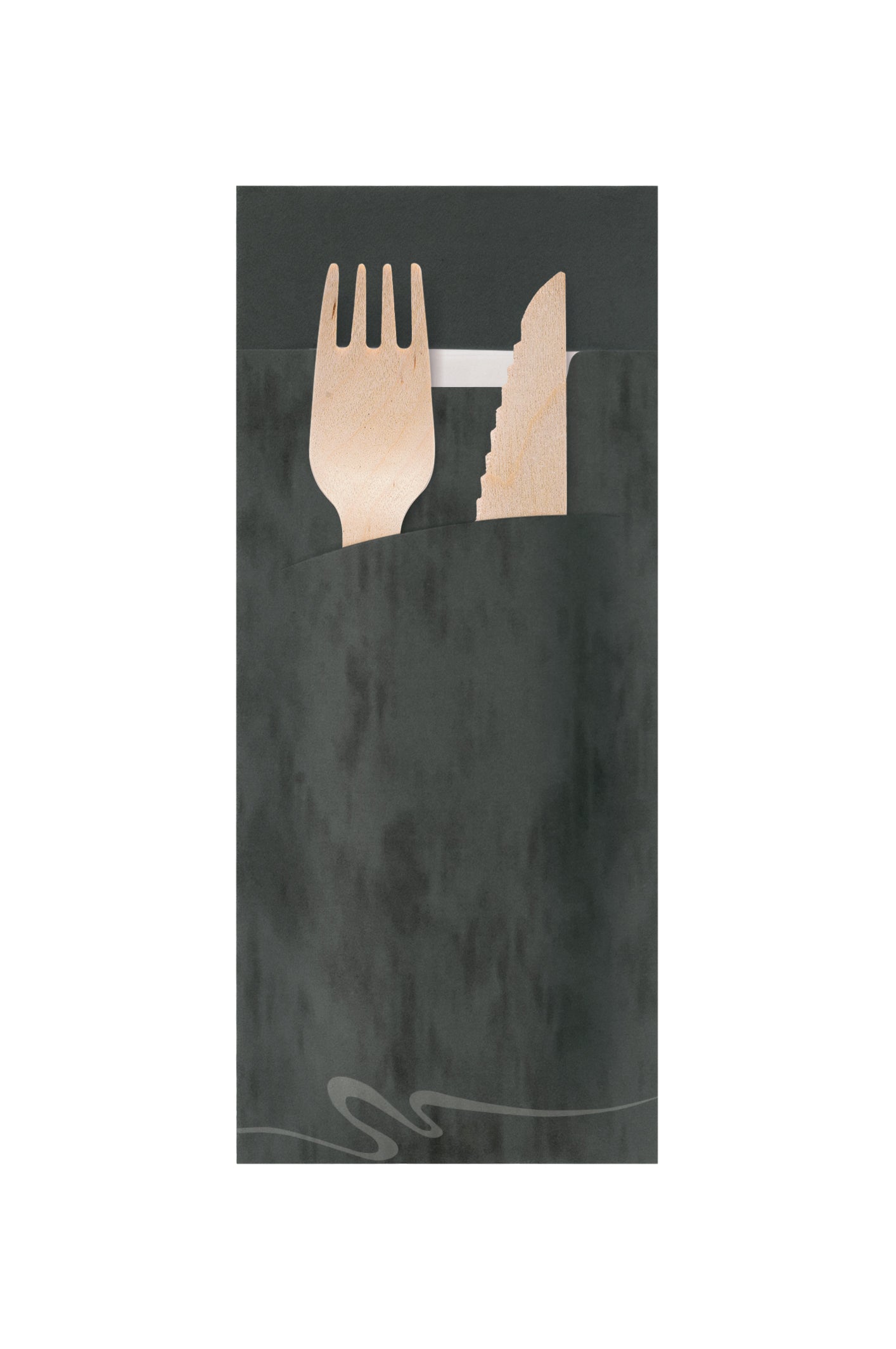 Bestecktasche mit Serviette Schwarz 200x85mm - 520 Stück