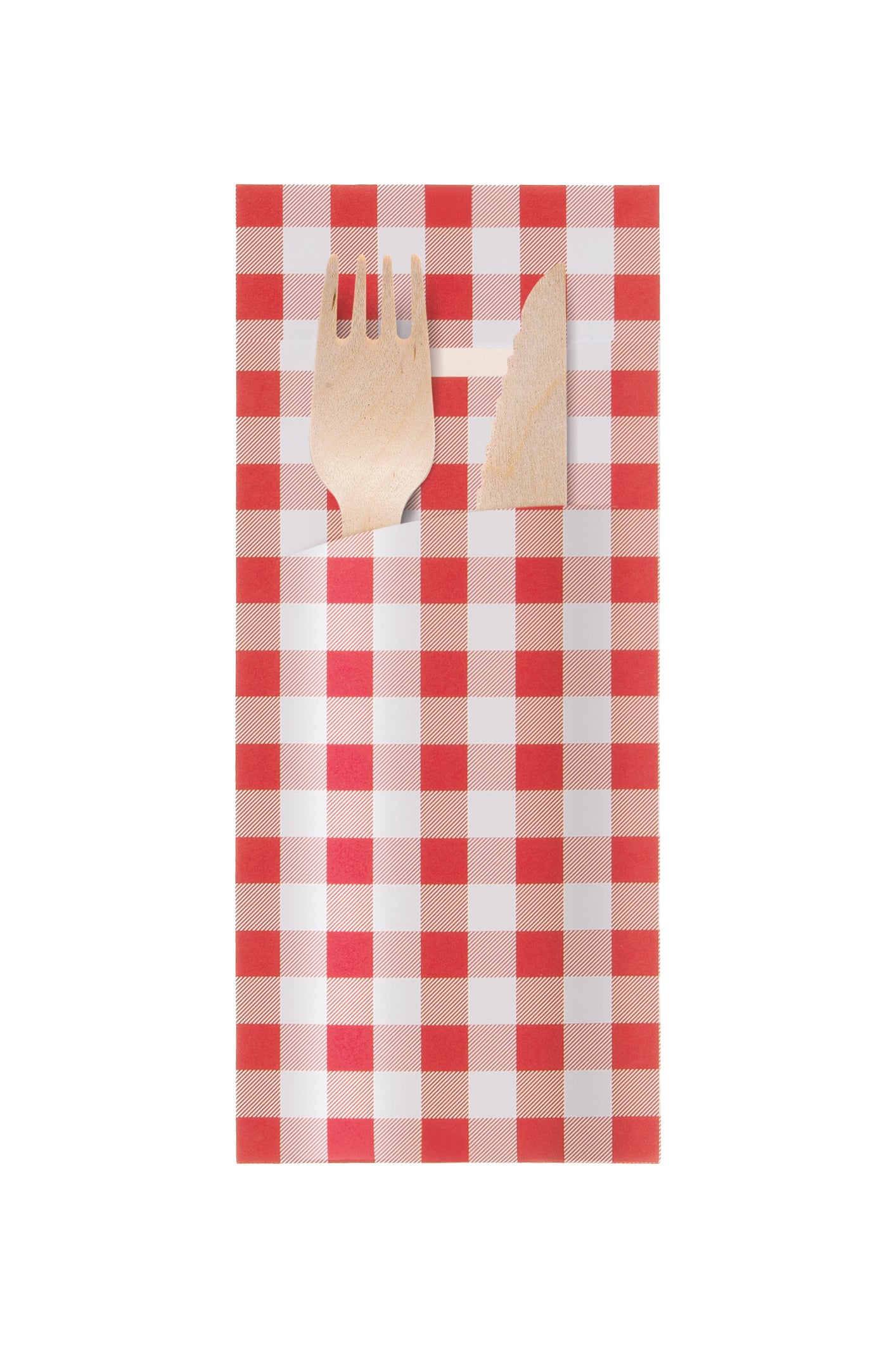Bestecktasche mit Serviette Rot-Kariert 200x85mm - 520 Stück