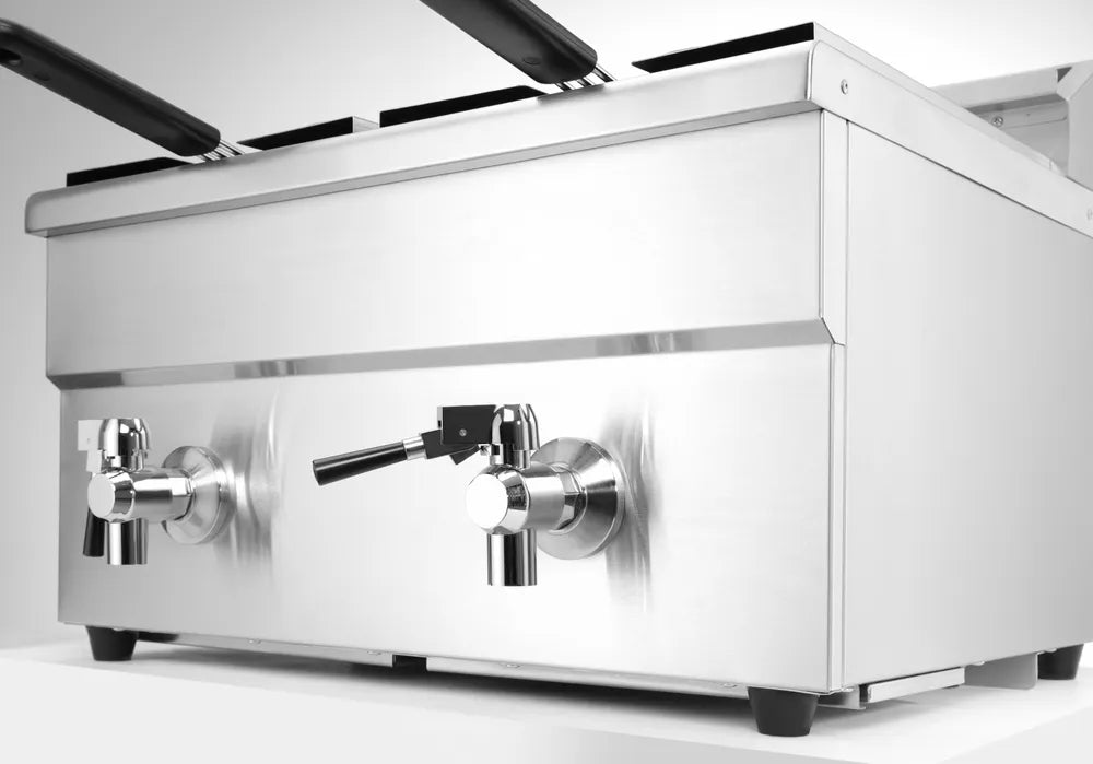 Induktionsfritteuse - mit Ablasshahn 2x8 l, HENDI, Profi Line, 16L, 230V/7000W, 577x609x(H)410mm