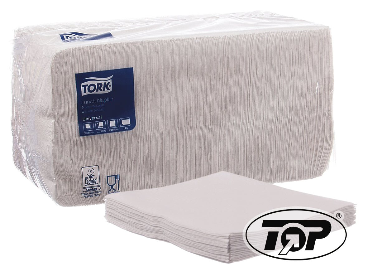 Prägeservietten 33x33cm 1-lagig 1/4 Falz Weiss - 4000 Stück