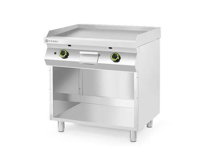 Gasgrillplatte, glatt, mit auf 3 Seiten geschlossenem Unterschrank, HENDI, Kitchen Line, 10kW, 800x700x(H)900mm