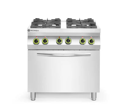 Gasherd 4-flammig mit Ofen GN 1/1, HENDI, Kitchen Line, 230V/3000W, 19kW, 800x722x(H)900mm