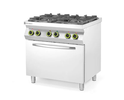 Gasherd 4-flammig mit Ofen GN 1/1, HENDI, Kitchen Line, 230V/3000W, 19kW, 800x722x(H)900mm