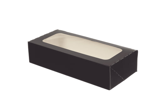 Sushibox Pappe mit Sichtfenster Schwarz 190x130x50mm - 210 Stück
