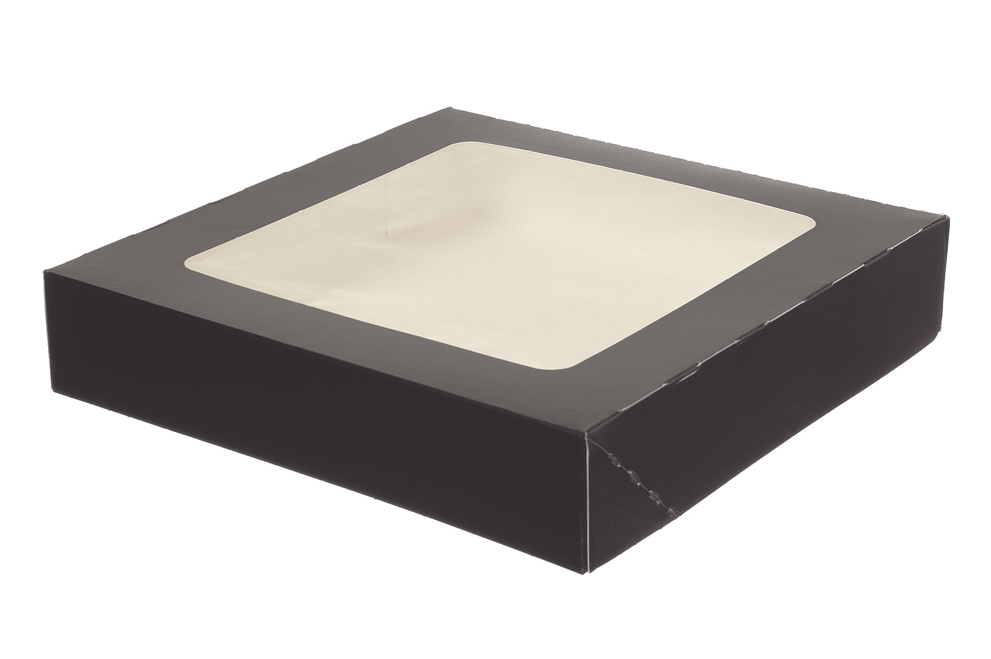 Sushibox Pappe mit Sichtfenster Schwarz 250x250x50mm - 195 Stück