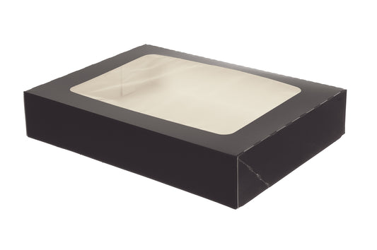 Sushibox Pappe Sichtfenster Schwarz 260x190x50mm - 225 Stück