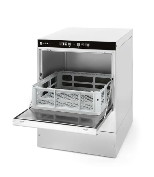 Geschirrspüler 40x40 - elektromechanische Steuerung, HENDI, mit Laugen- + Spülmittelpumpe, 230V/2800W, 470x510x(H)710mm