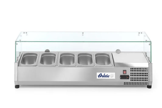 Aufsatz-Kühlvitrine Gastronorm 1/4, Arktic, 5x GN 1/4, 230V/180W, 1205x335x(H)460mm