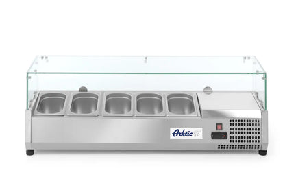 Aufsatz-Kühlvitrine Gastronorm 1/4, Arktic, 7x GN 1/4, 230V/180W, 1505x335x(H)460mm