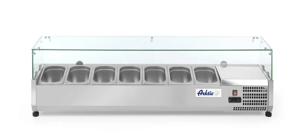 Aufsatz-Kühlvitrine Gastronorm 1/4, Arktic, 7x GN 1/4, 230V/180W, 1505x335x(H)460mm