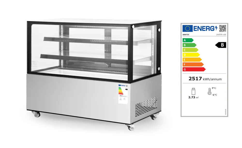 Kühlvitrine mit 2 Regalen, Arktic, 510L, 230V/490W, 1524x677x(H)1230mm