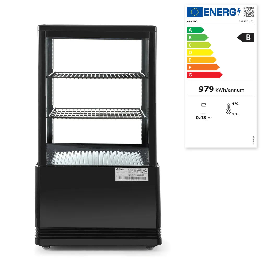 Aufsatz-Kühlvitrine 58 Liter, Arktic, schwarz, 230V/170W, 452x406x(H)830mm