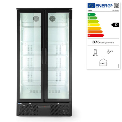 Kühlschrank mit doppelter Tür auf der Rückseite, Arktic, 384L, Schwarz, 220-240V/365W, 900x530x(H)1820mm