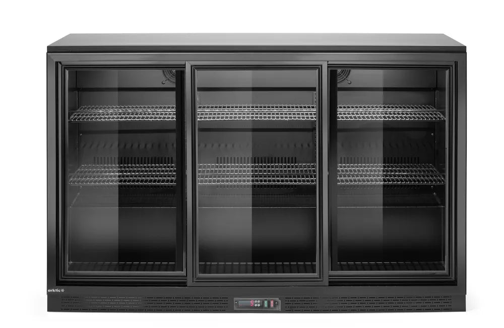 Kühlschrank mit drei Schiebetüren an der Bar, Arktic, 308L, Schwarz, 220-240V/160W, 1350x520x(H)865mm