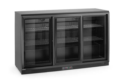 Kühlschrank mit drei Schiebetüren an der Bar, Arktic, 308L, Schwarz, 220-240V/160W, 1350x520x(H)865mm